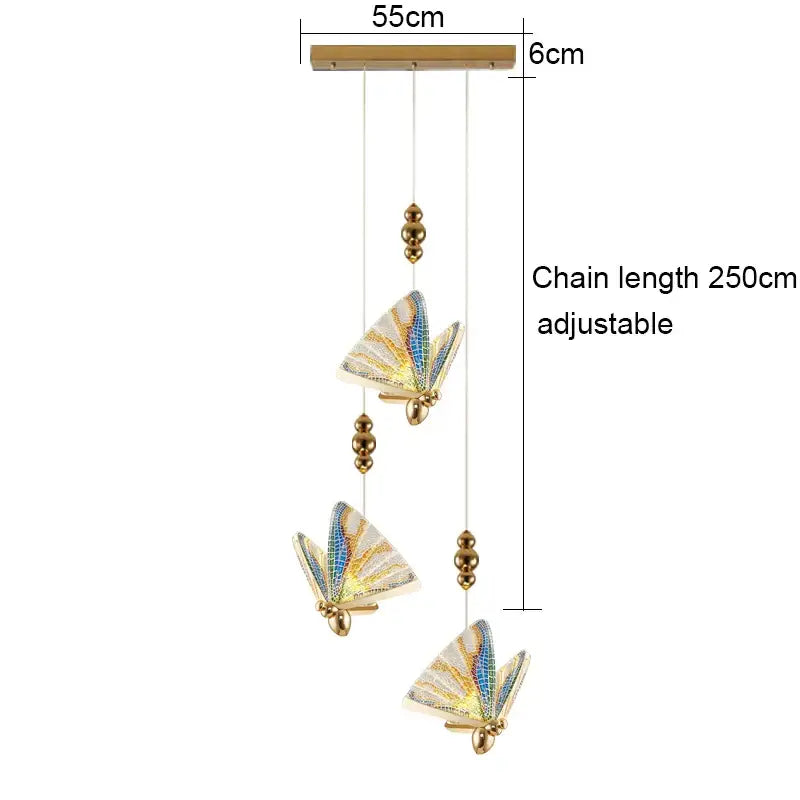 Gold ornate acrylic butterfly chandelier ceiling lamp for bedroom