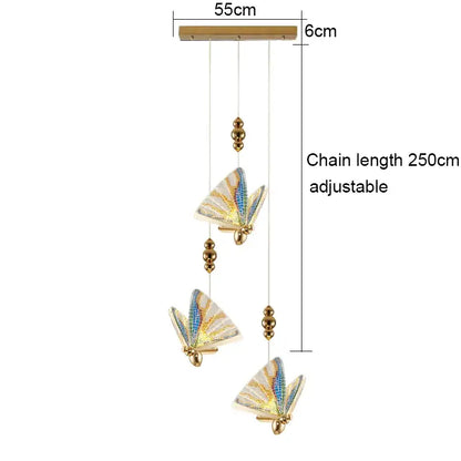 Gold ornate acrylic butterfly chandelier ceiling lamp for bedroom