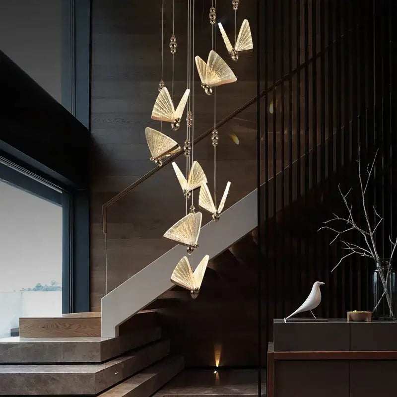 Gold ornate acrylic butterfly chandelier ceiling lamp for bedroom