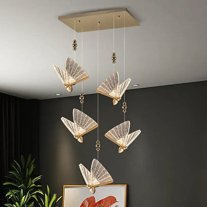 Gold ornate acrylic butterfly chandelier ceiling lamp for bedroom