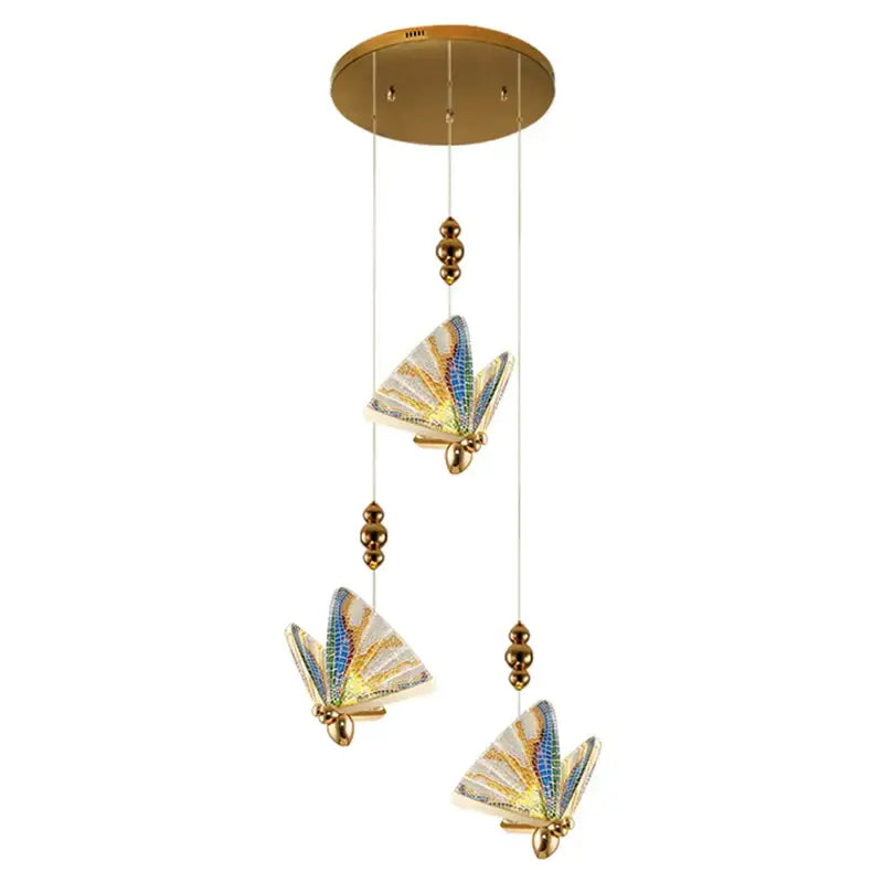 Gold ornate acrylic butterfly chandelier ceiling lamp for bedroom