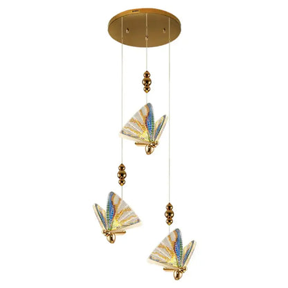 Gold ornate acrylic butterfly chandelier ceiling lamp for bedroom