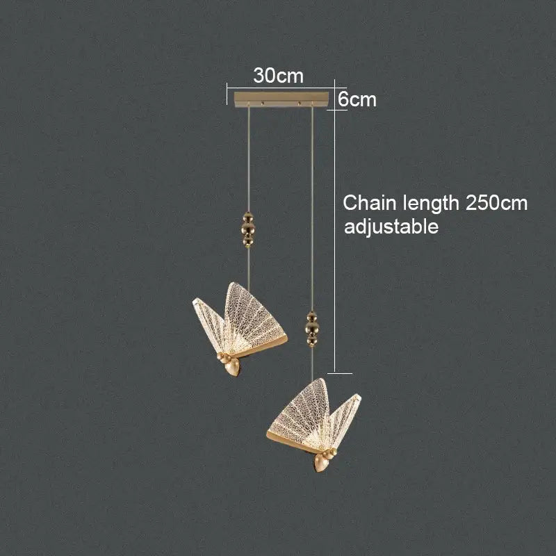 Gold ornate acrylic butterfly chandelier ceiling lamp for bedroom