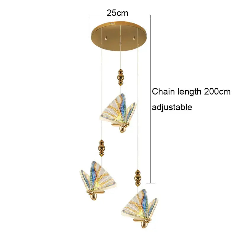 Gold ornate acrylic butterfly chandelier ceiling lamp for bedroom
