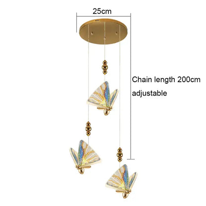 Gold ornate acrylic butterfly chandelier ceiling lamp for bedroom