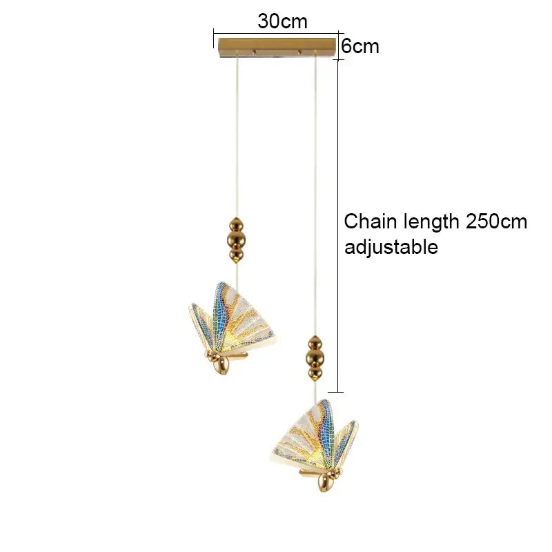 Gold ornate acrylic butterfly chandelier ceiling lamp for bedroom