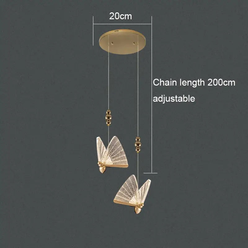 Gold ornate acrylic butterfly chandelier ceiling lamp for bedroom