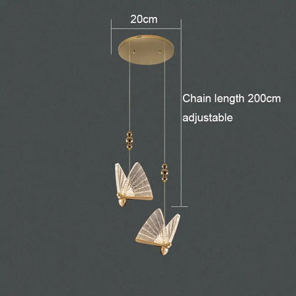 Gold ornate acrylic butterfly chandelier ceiling lamp for bedroom
