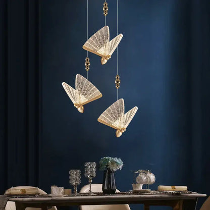 Gold ornate acrylic butterfly chandelier ceiling lamp for bedroom