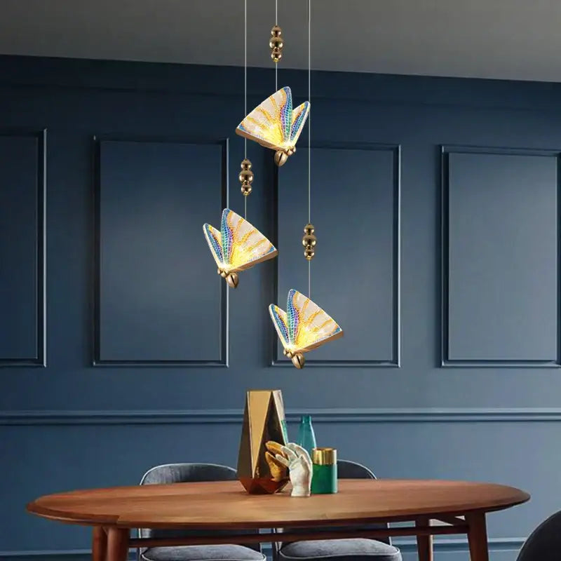 Gold ornate acrylic butterfly chandelier ceiling lamp for bedroom