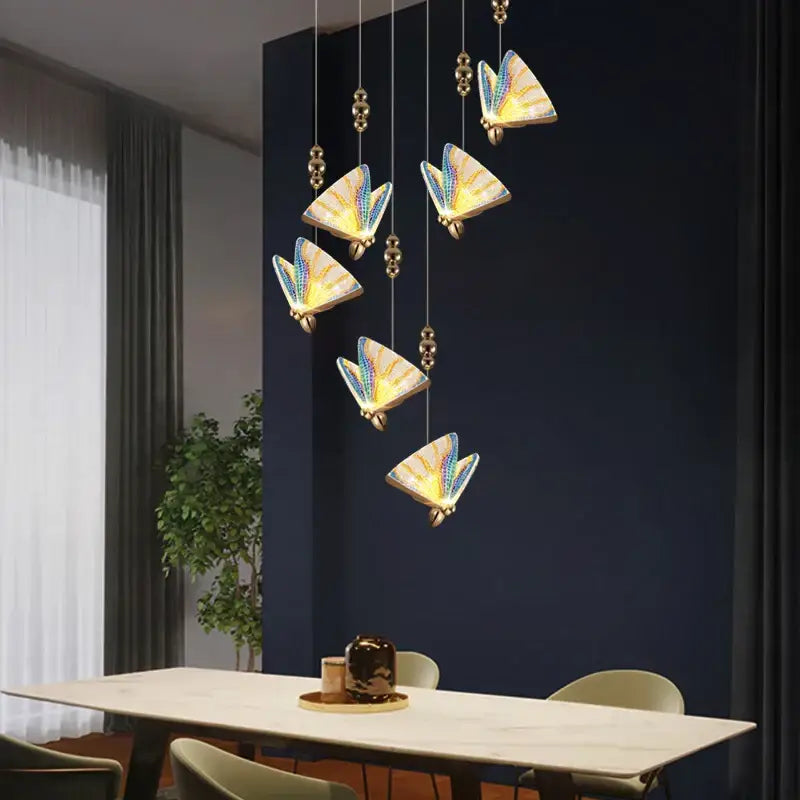 Gold ornate acrylic butterfly chandelier ceiling lamp for bedroom