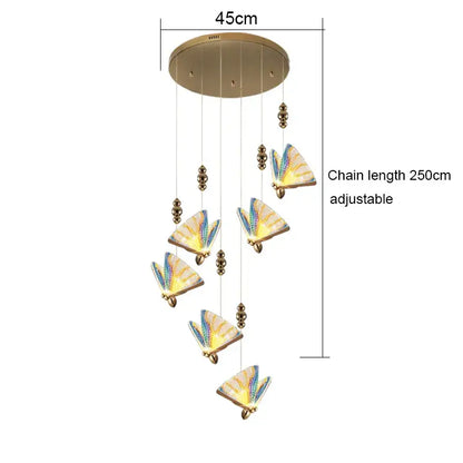 Gold ornate acrylic butterfly chandelier ceiling lamp for bedroom