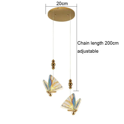 Gold ornate acrylic butterfly chandelier ceiling lamp for bedroom