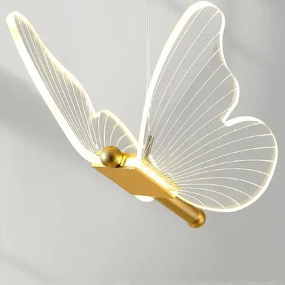 Modern gold and white acrylic butterfly led pendant light bedroom