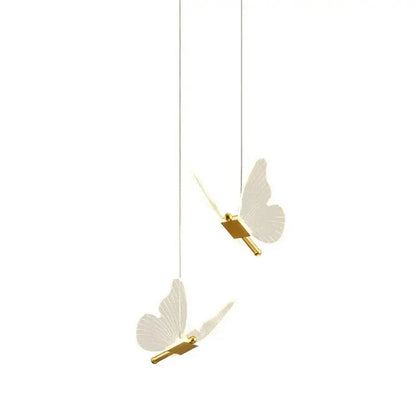 Modern gold and white acrylic butterfly led pendant light bedroom