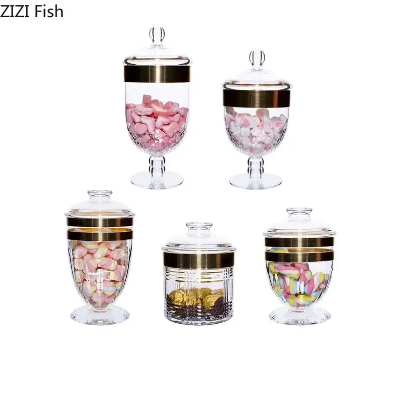 Modern gold rim acrylic candy jar set kitchen food storage