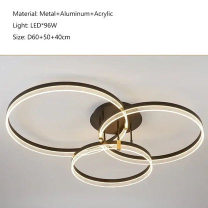 Modern gold circular led acrylic ceiling chandelier for living room