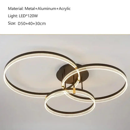 Modern gold circular led acrylic ceiling chandelier for living room