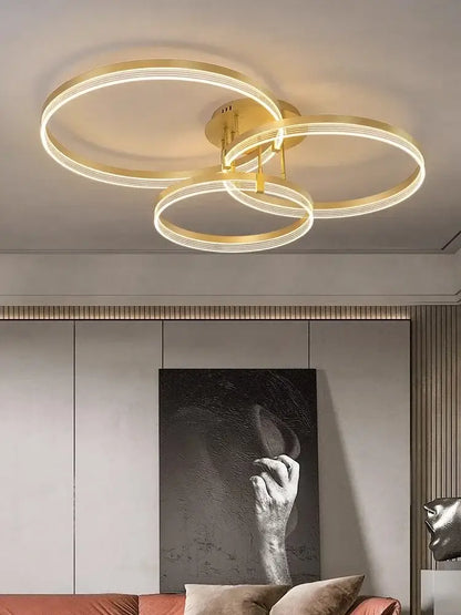 Modern gold circular led acrylic ceiling chandelier for living room