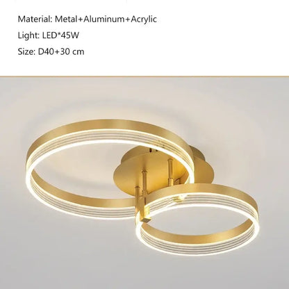 Modern gold circular led acrylic ceiling chandelier for living room