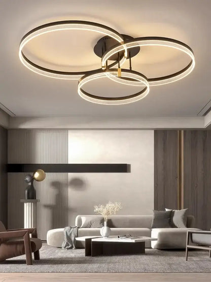 Modern gold circular led acrylic ceiling chandelier for living room
