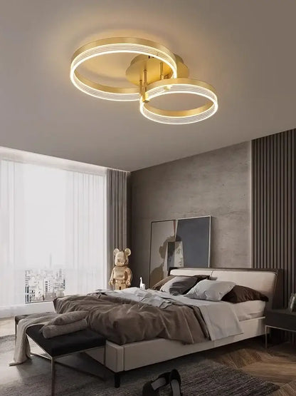 Modern gold circular led acrylic ceiling chandelier for living room
