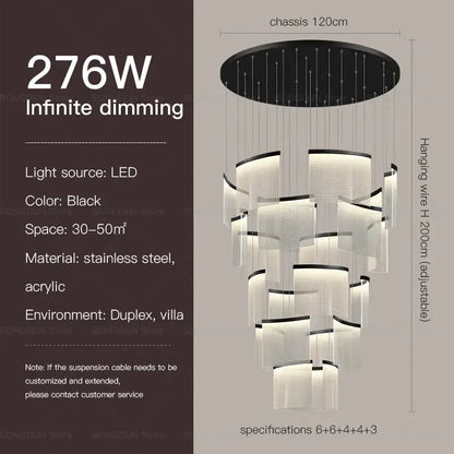 Modern nordic gold acrylic chandelier for living room and staircase