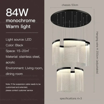 Modern nordic gold acrylic chandelier for living room and staircase