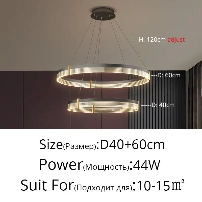 Modern minimalist acrylic circle chandelier – living room pendant light
