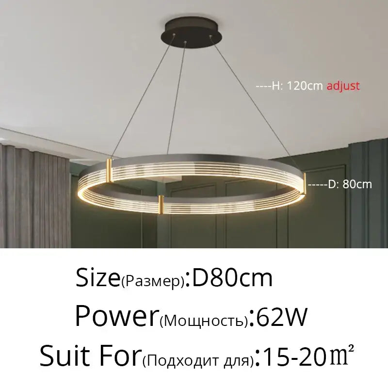 Modern minimalist acrylic circle chandelier – living room pendant light