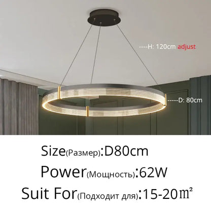 Modern minimalist acrylic circle chandelier – living room pendant light