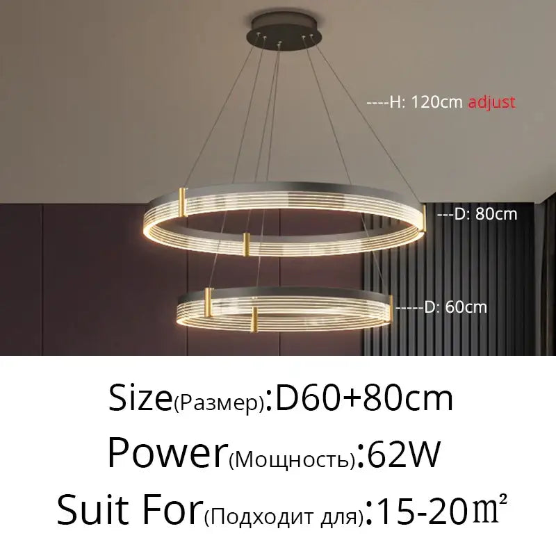 Modern minimalist acrylic circle chandelier – living room pendant light