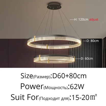 Modern minimalist acrylic circle chandelier – living room pendant light