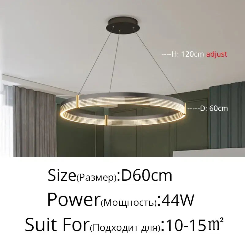 Modern minimalist acrylic circle chandelier – living room pendant light