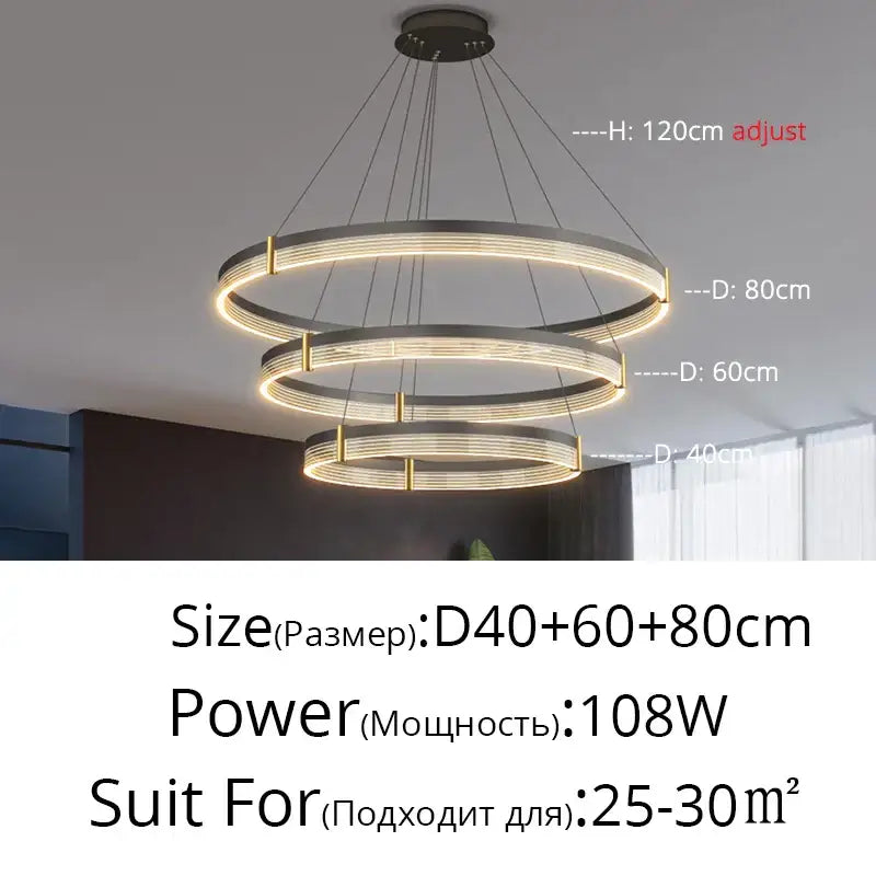 Modern minimalist acrylic circle chandelier – living room pendant light
