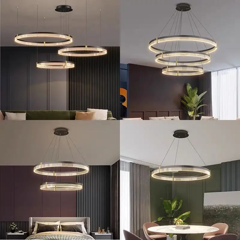 Modern minimalist acrylic circle chandelier – living room pendant light