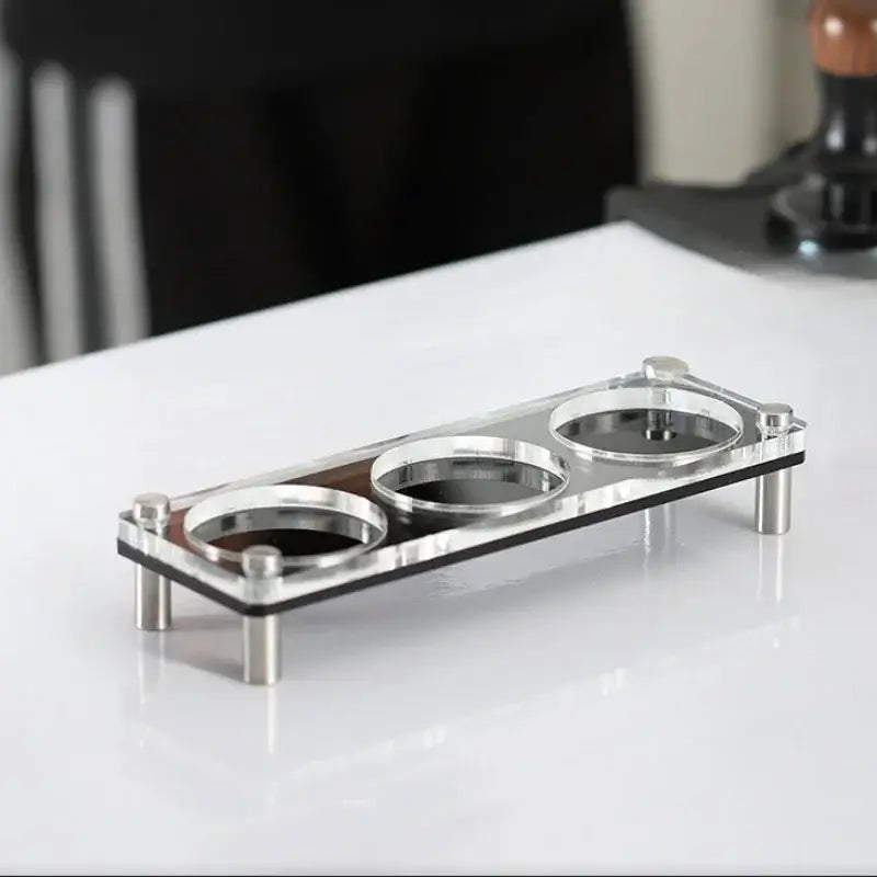 Clear acrylic coffee bar powder press rack kitchen utensil stand