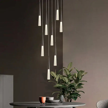 Modern black & white cone pendant light – kitchen tapered chandelier