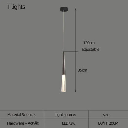 Modern black & white cone pendant light – kitchen tapered chandelier