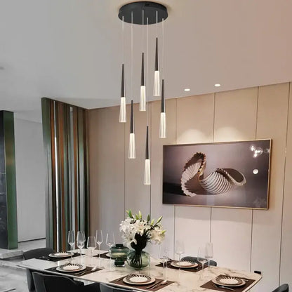 Modern black & white cone pendant light – kitchen tapered chandelier