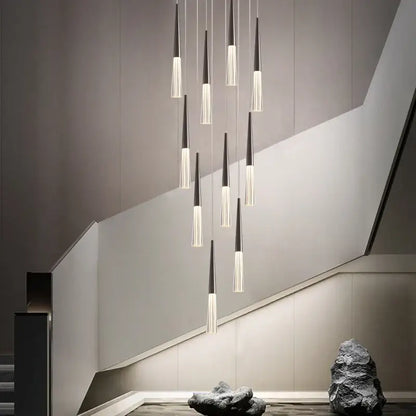 Modern black & white cone pendant light – kitchen tapered chandelier