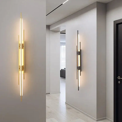 Minimalist copper wall sconce led light strip living room