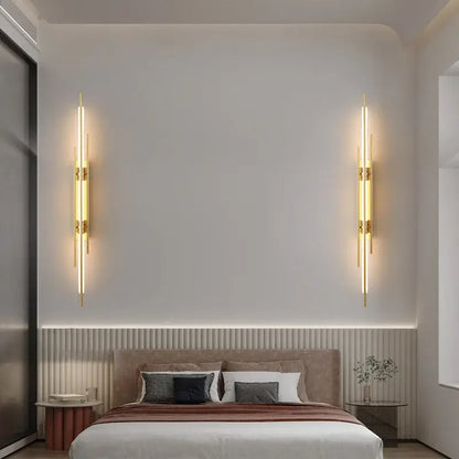 Minimalist copper wall sconce led light strip living room