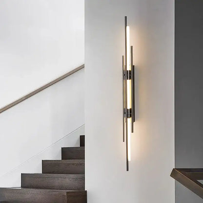 Minimalist copper wall sconce led light strip living room