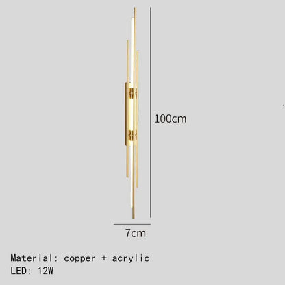 Minimalist copper wall sconce led light strip living room