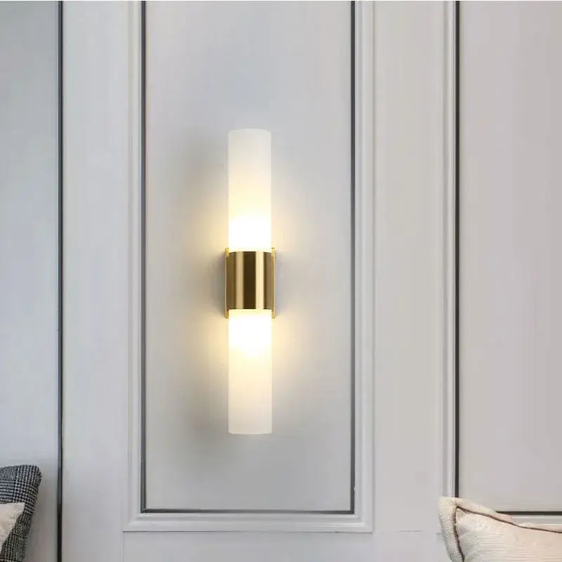 Modern gold acrylic cylinder wall lamp for bedroom