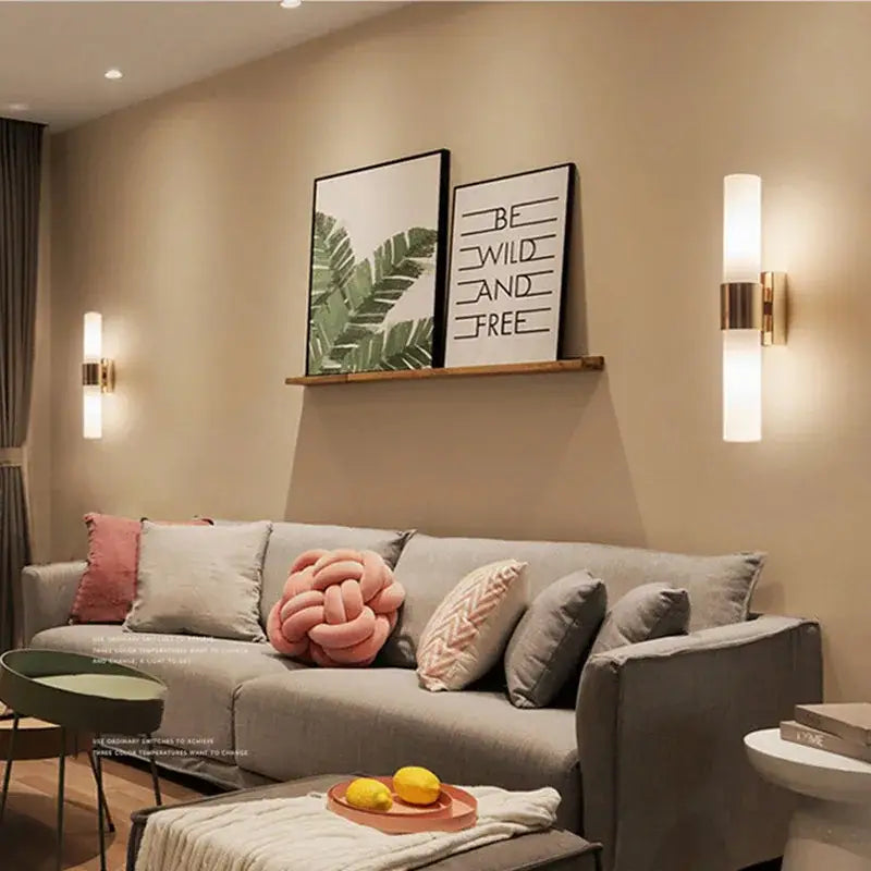 Modern gold acrylic cylinder wall lamp for bedroom