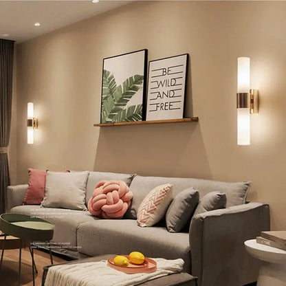 Modern gold acrylic cylinder wall lamp for bedroom