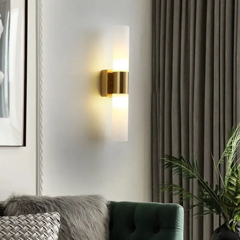 Modern gold acrylic cylinder wall lamp for bedroom