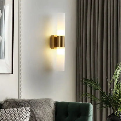 Modern gold acrylic cylinder wall lamp for bedroom